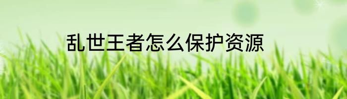 乱世王者怎么保护资源