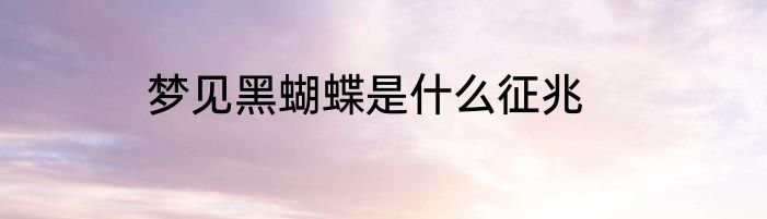梦见黑蝴蝶是什么征兆