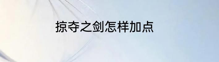 掠夺之剑怎样加点