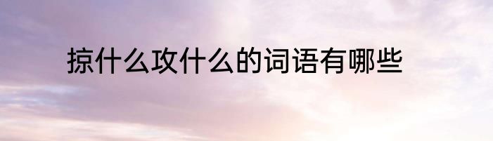 掠什么攻什么的词语有哪些