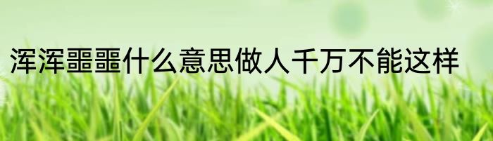 浑浑噩噩什么意思做人千万不能这样