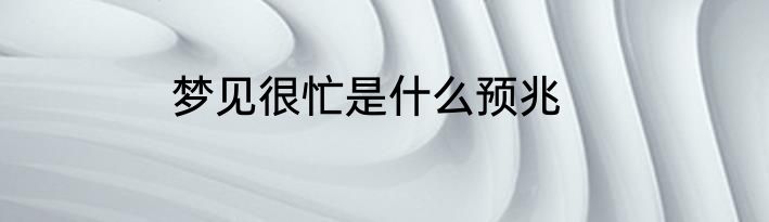 梦见很忙是什么预兆