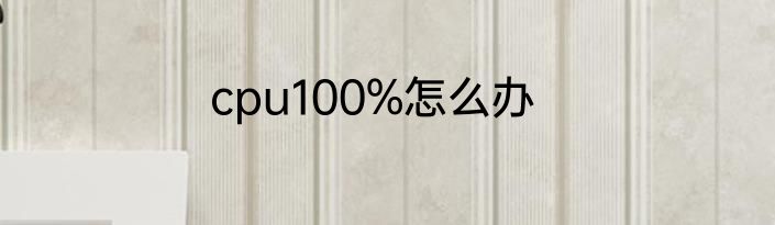 cpu100%怎么办