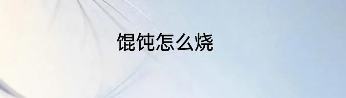 馄饨怎么烧