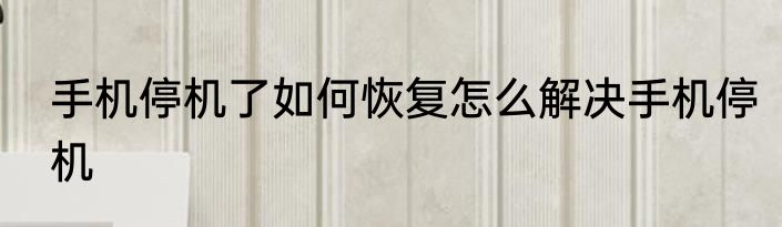 手机停机了如何恢复怎么解决手机停机