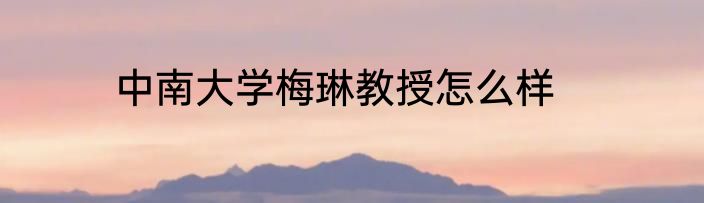 中南大学梅琳教授怎么样