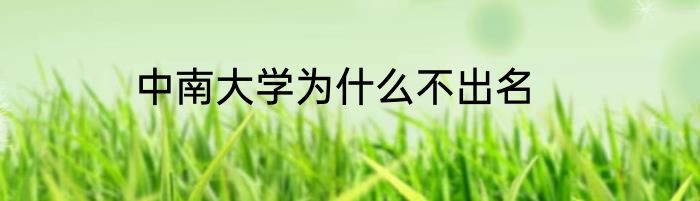 中南大学为什么不出名