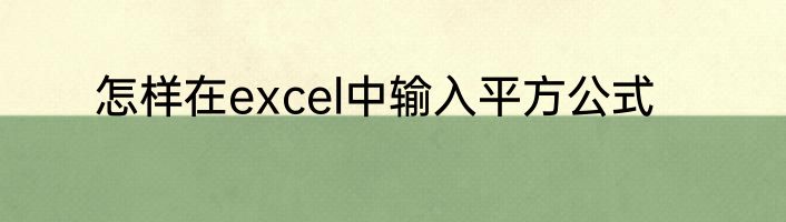 怎样在excel中输入平方公式