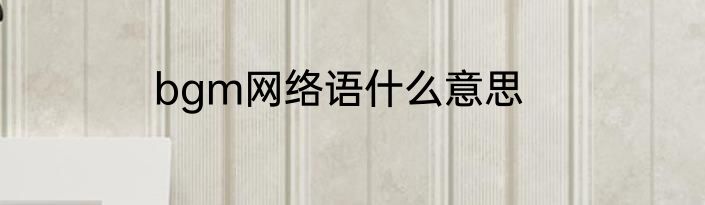 bgm网络语什么意思