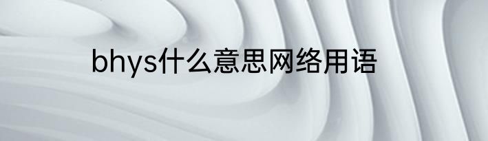 bhys什么意思网络用语