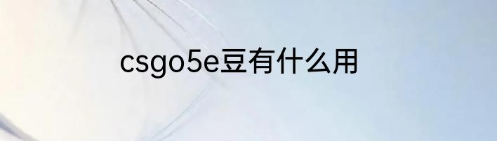 csgo5e豆有什么用