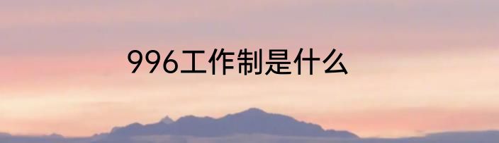 996工作制是什么