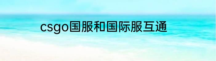 csgo国服和国际服互通