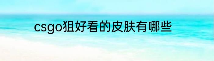 csgo狙好看的皮肤有哪些