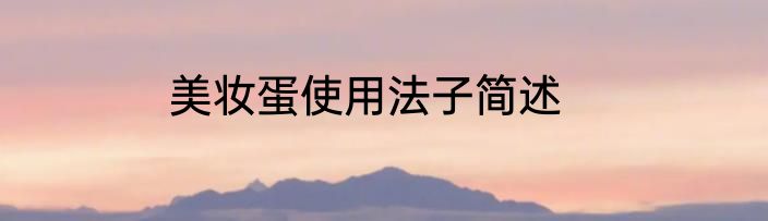 美妆蛋使用法子简述