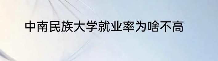 中南民族大学就业率为啥不高