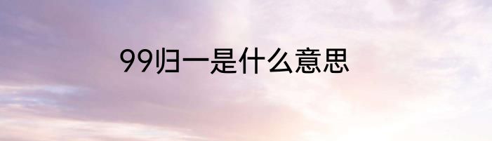 99归一是什么意思