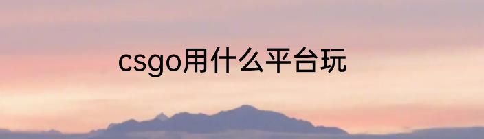 csgo用什么平台玩