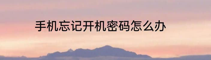 手机忘记开机密码怎么办
