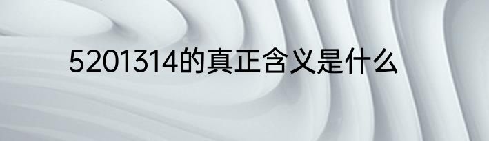 5201314的真正含义是什么