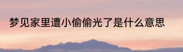 梦见家里遭小偷偷光了是什么意思