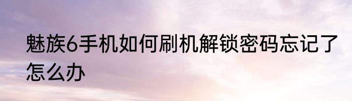 魅族6手机如何刷机解锁密码忘记了怎么办