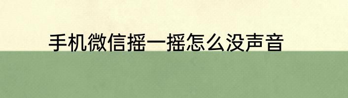 手机微信摇一摇怎么没声音