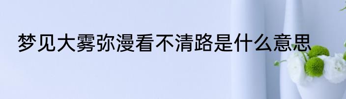 梦见大雾弥漫看不清路是什么意思