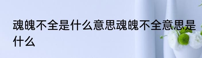 魂魄不全是什么意思魂魄不全意思是什么