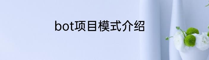 bot项目模式介绍