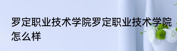 罗定职业技术学院罗定职业技术学院怎么样