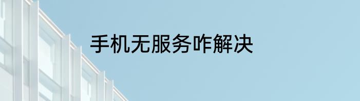 手机无服务咋解决