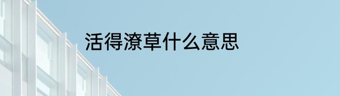活得潦草什么意思