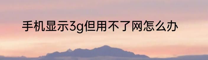 手机显示3g但用不了网怎么办
