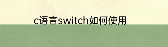 c语言switch如何使用