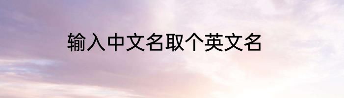 输入中文名取个英文名