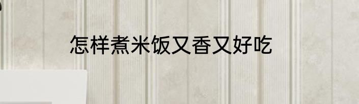 怎样煮米饭又香又好吃