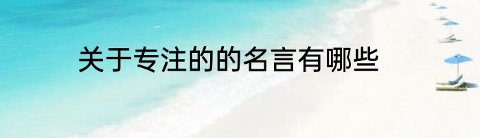关于专注的的名言有哪些