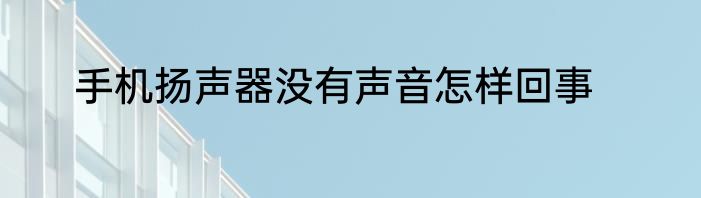 手机扬声器没有声音怎样回事
