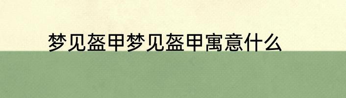 梦见盔甲梦见盔甲寓意什么
