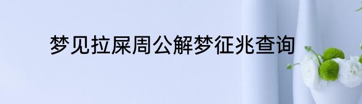 梦见拉屎周公解梦征兆查询