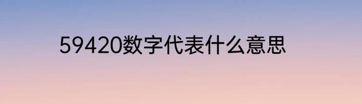 59420数字代表什么意思