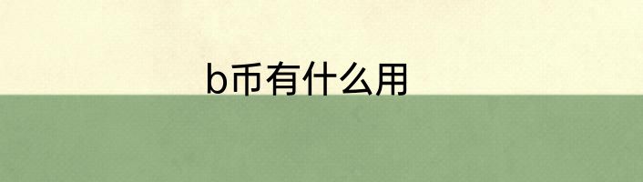 b币有什么用