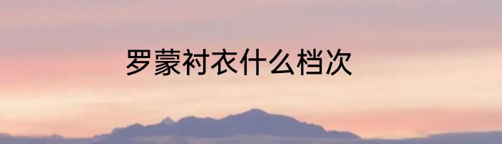 罗蒙衬衣什么档次