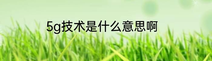 5g技术是什么意思啊