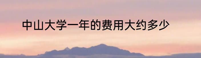 中山大学一年的费用大约多少