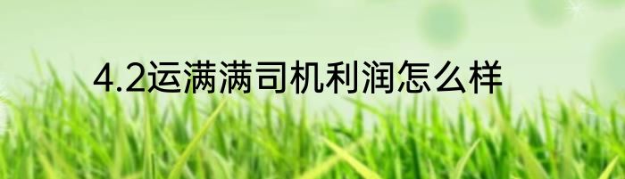 4.2运满满司机利润怎么样