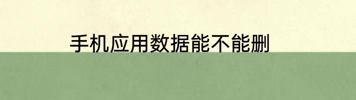 手机应用数据能不能删