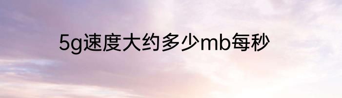 5g速度大约多少mb每秒