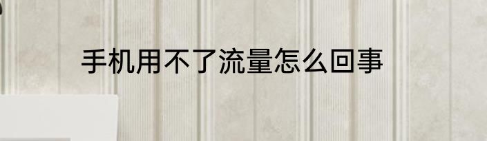 手机用不了流量怎么回事
